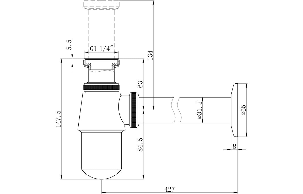 Chrome Basin/Bidet Bottle Trap Chrome Basin/Bidet Bottle Trap