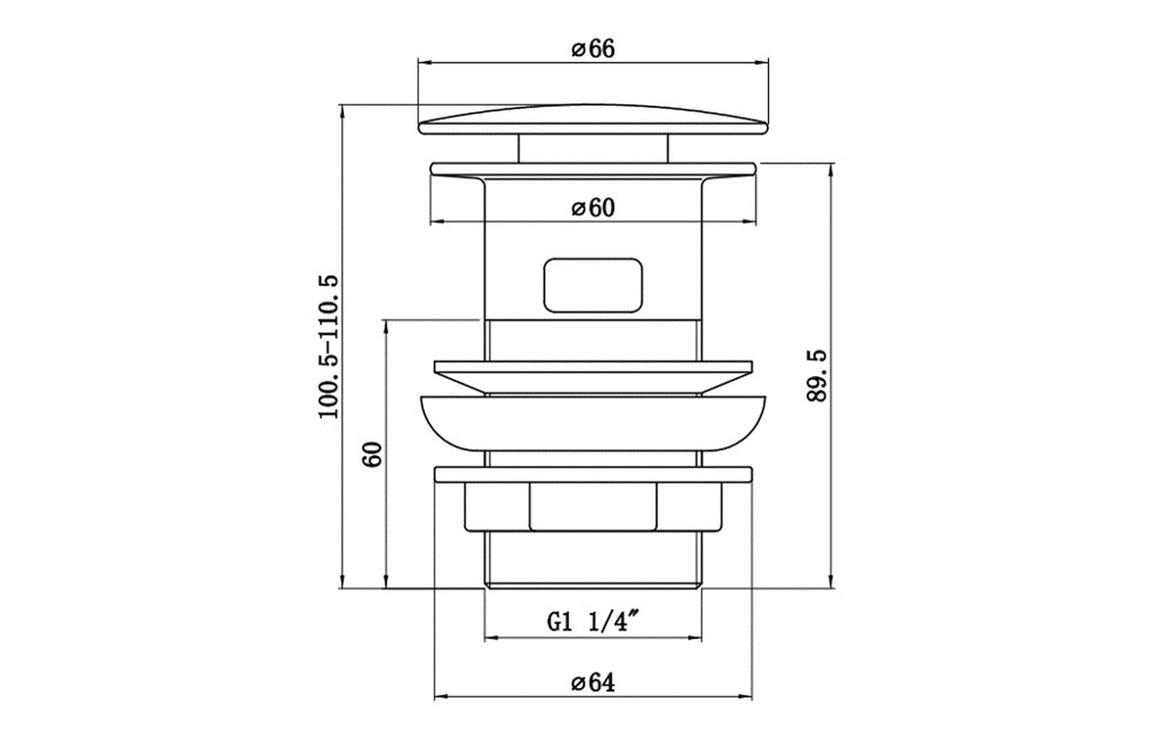 Chrome Slotted Basin Pop Up Waste With Mushroom Plug
