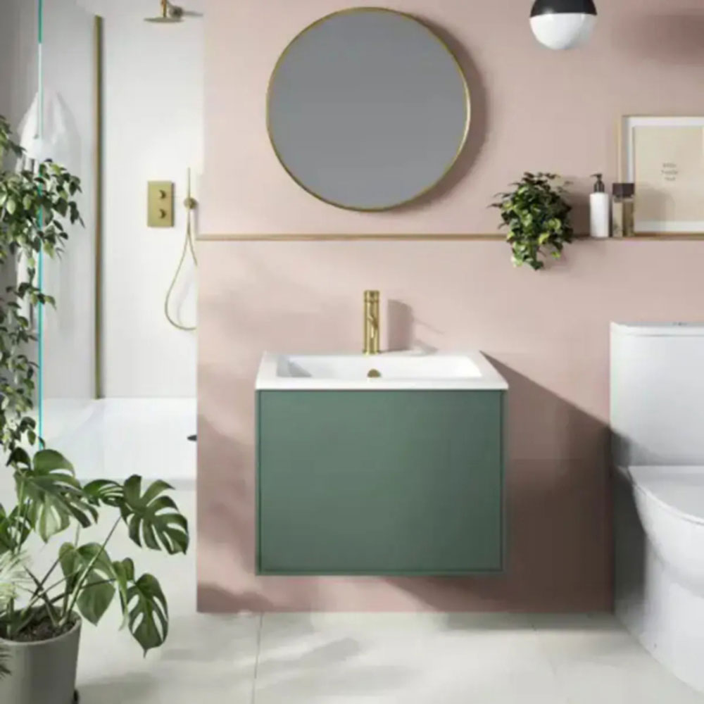 Alfie Green & Gold Vanity Bathroom Suite with Super Strength Bath image 1