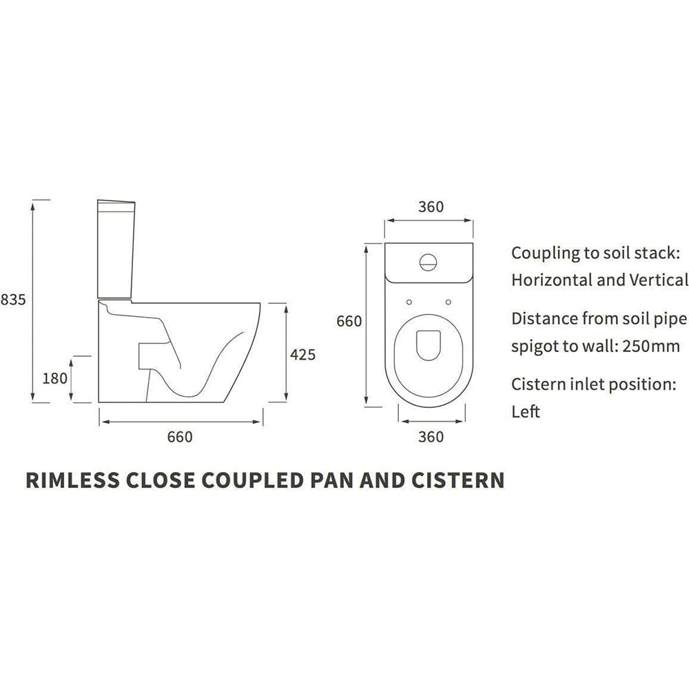 Aquila Close Coupled Toilet Rimless Fully Shrouded and Soft Close Seat image 3