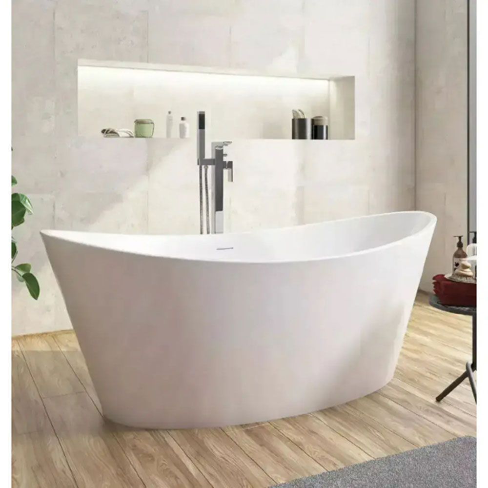 Aruba Freestanding Bath with Shower Mixer Tap, Toilet, Basin Unit and Sprung Wastes image 1