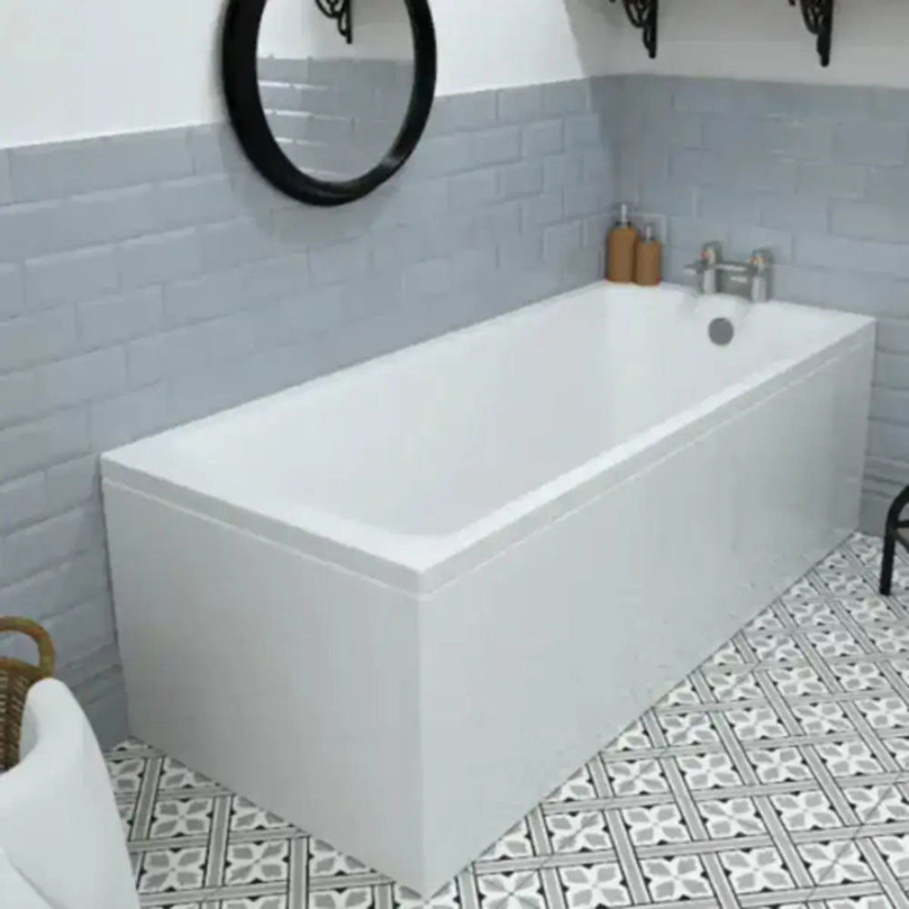 Bathcenter 1650mm Single Ended Bath, Plain Bath Screen, Roma Square Mixer Shower Set image 3