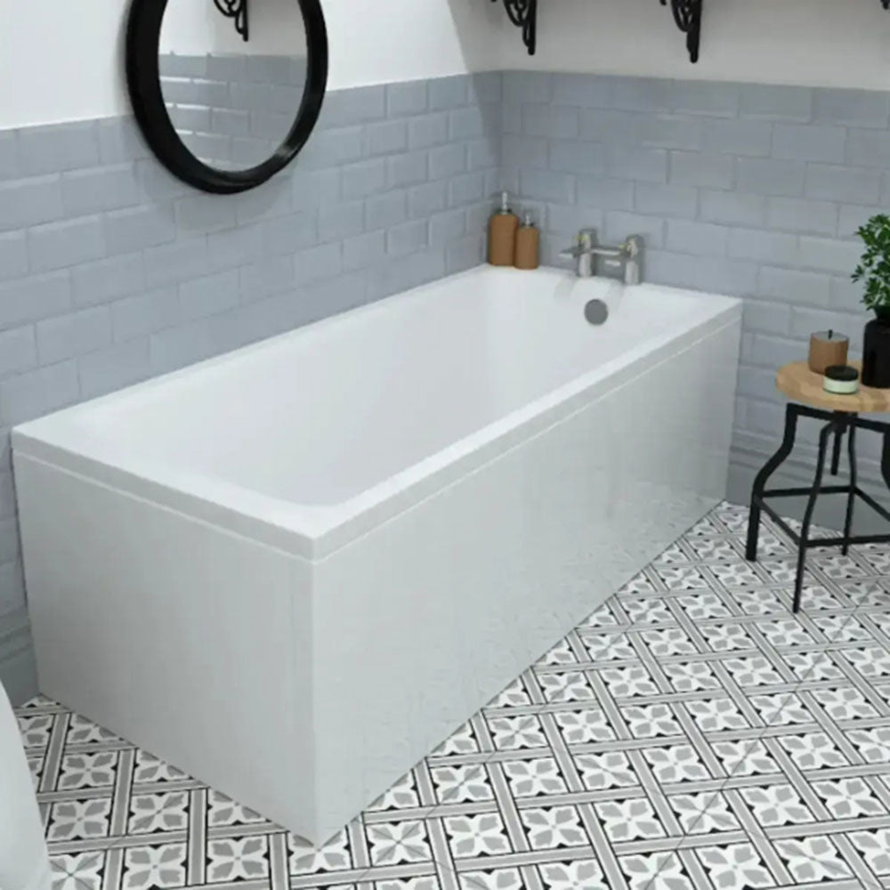 Bathcenter 1650mm Single Ended Bath, Plain Bath Screen, Sphere Mixer Shower Set image 1