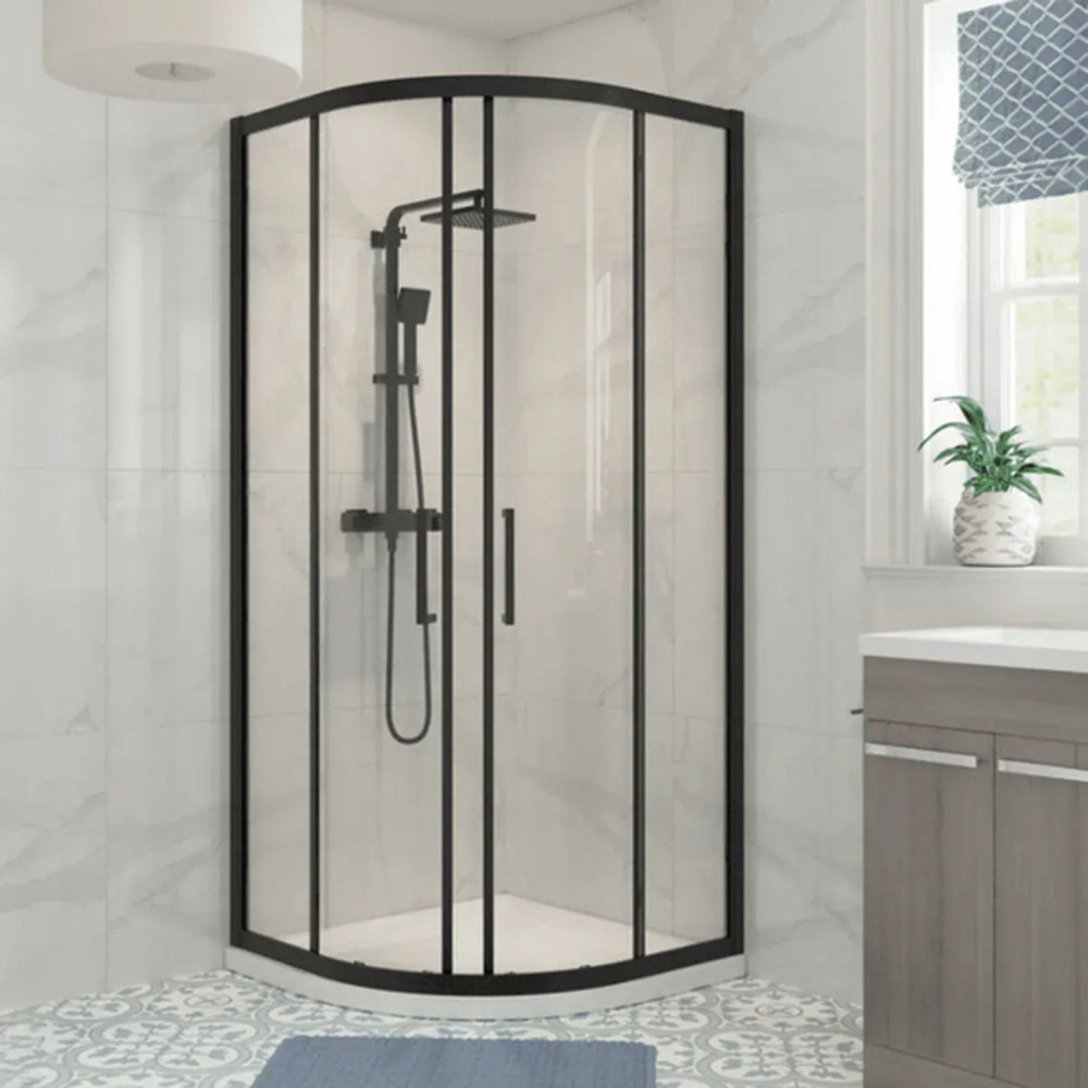 Black 900 x 900mm Quadrant Shower Enclosure, 2 Doors image 1
