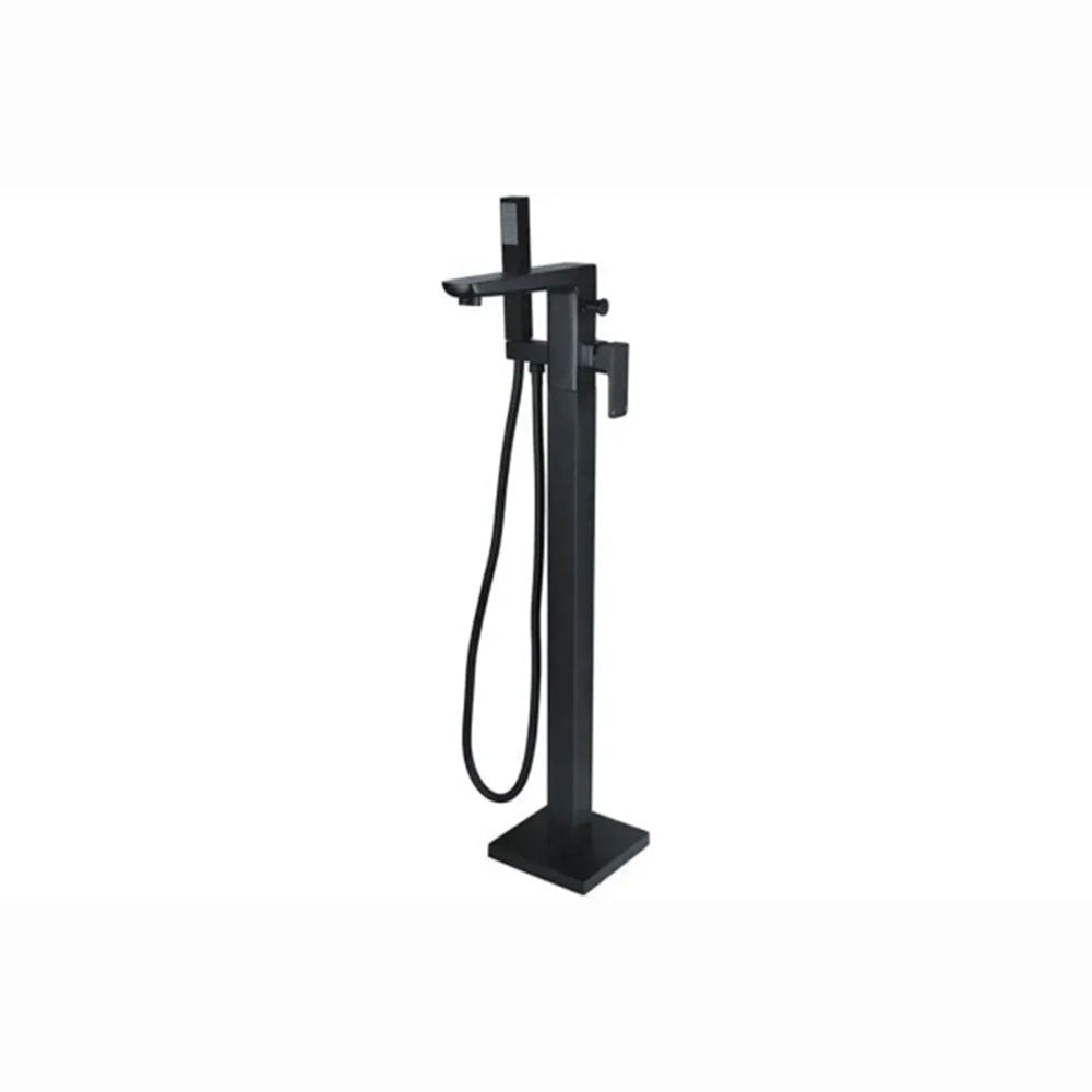 Black Freestanding Bath with Shower Mixer Taps, Basin Tap, Toilet and Pedestal Basin image 5