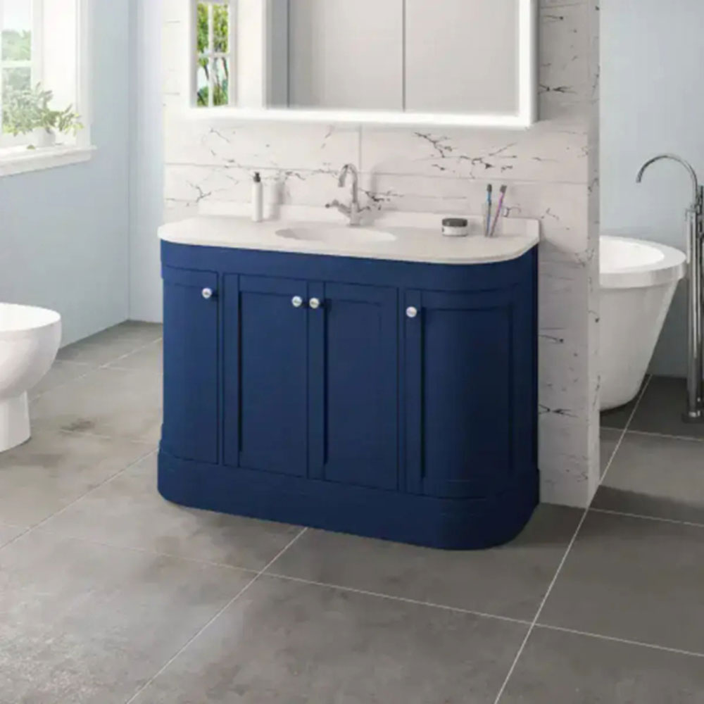 Blue Freestanding Bath with Vanity Unit, Toilet Unit, Pan and Concealed Cistern image 7