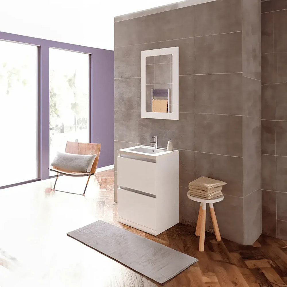 Carmine 600 2 Drawer Floor Standing Basin Unit Inc. Basin, White Gloss image 1