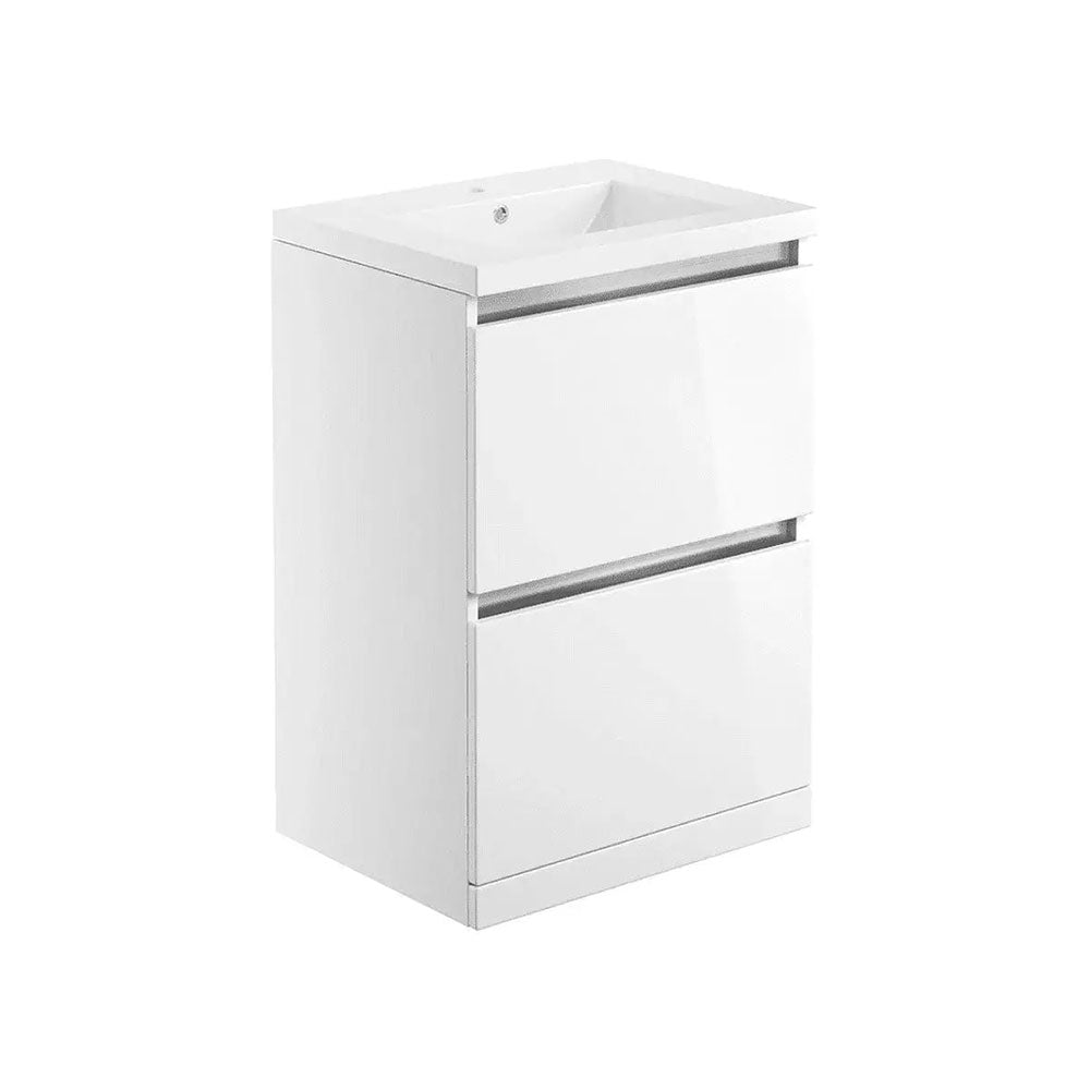 Carmine 600 2 Drawer Floor Standing Basin Unit Inc. Basin, White Gloss image