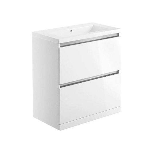 Carmine 800 2 Drawer Floor Standing Basin Unit Inc. Basin, White Gloss image