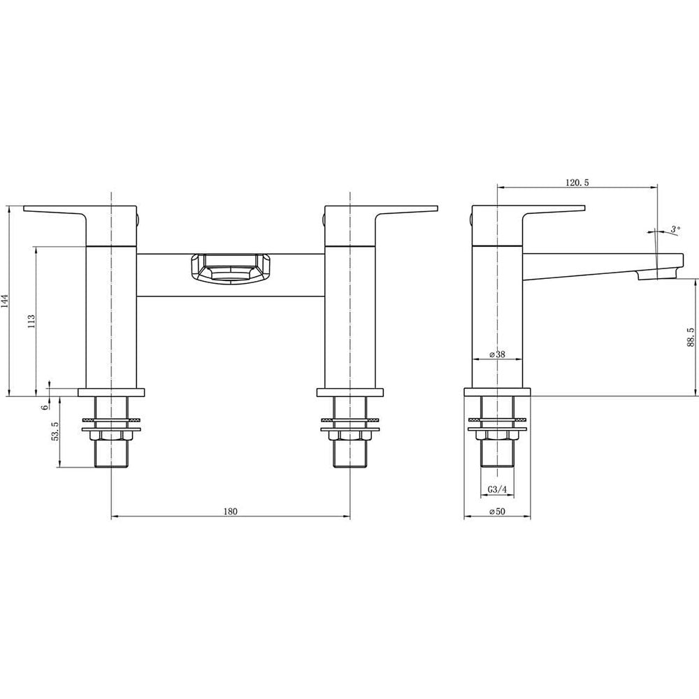 Cassin Bath Filler Tap, Chrome, Modern Lever Style image 1