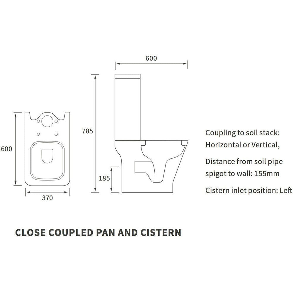 Cedare Open Back Close Coupled Toilet With Soft Close Seat image 2