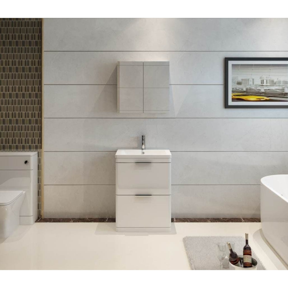 Comet Waterproof 600mm Vanity Unit with Ceramic Basin, Anthracite Gloss 2