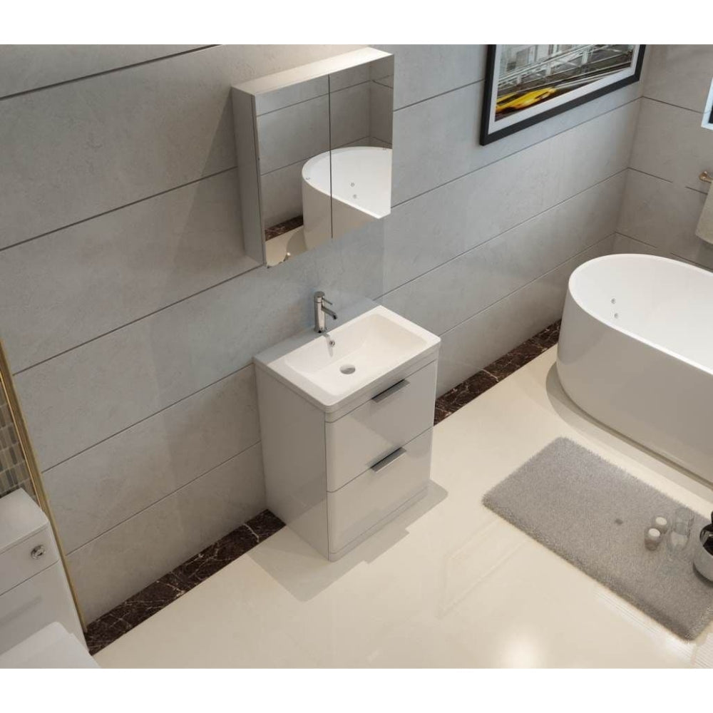 Comet Waterproof 600mm Vanity Unit with Ceramic Basin, Anthracite Gloss 3