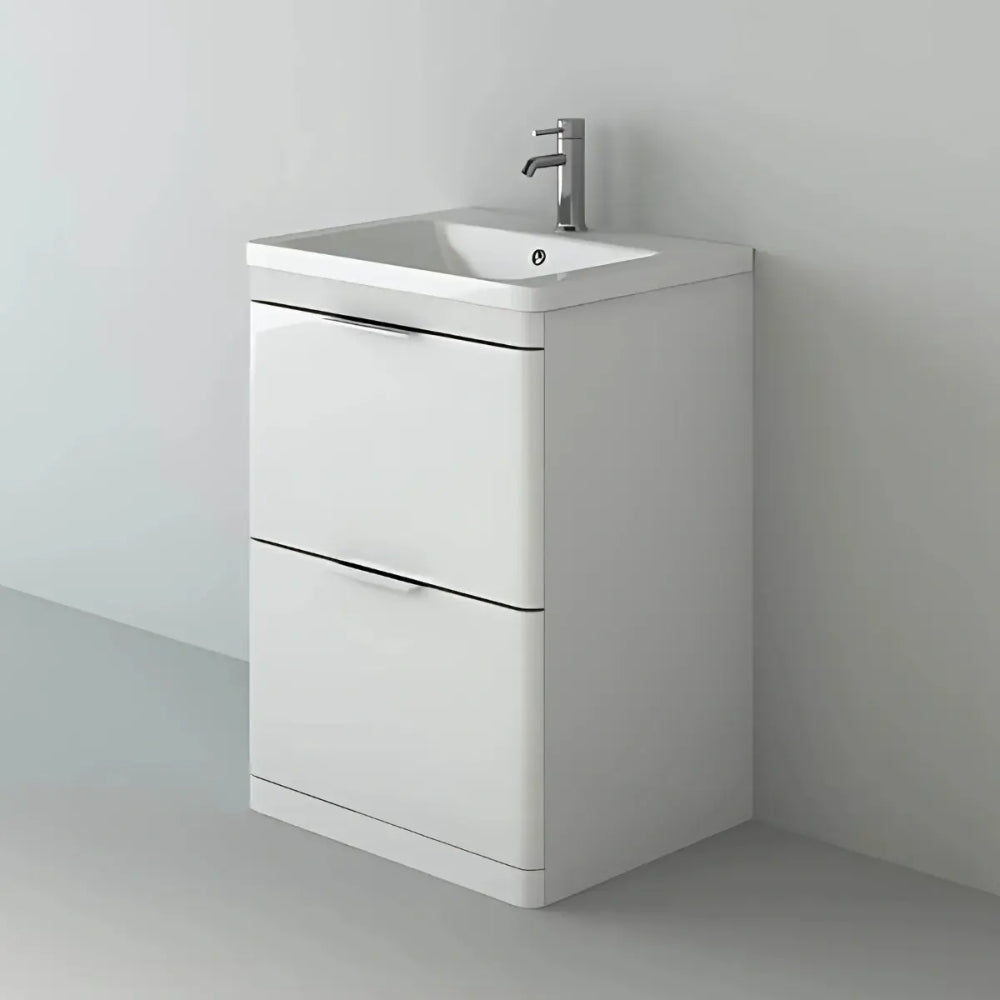 Comet Waterproof 600mm Vanity Unit with Ceramic Basin, Anthracite Gloss 7