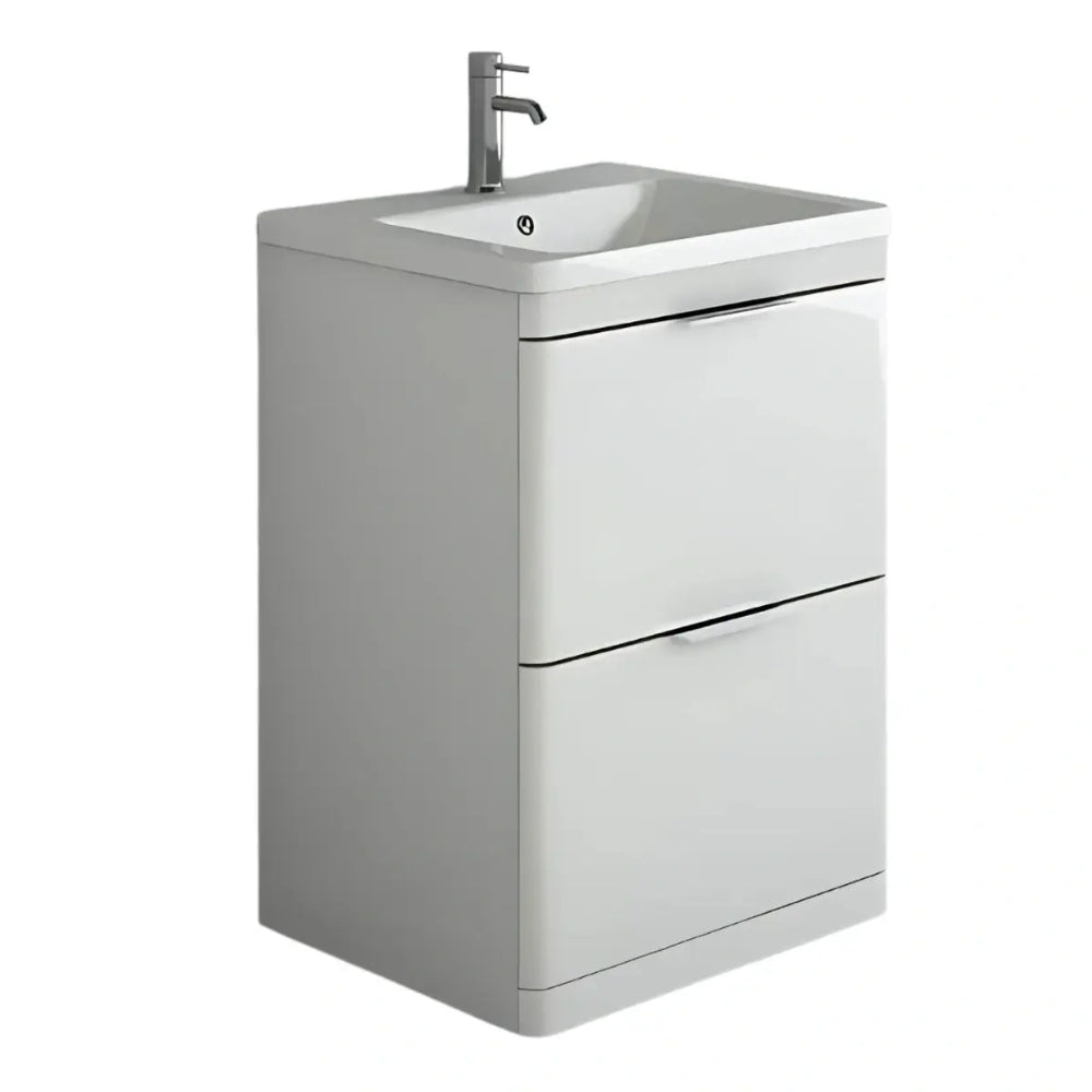 Comet Waterproof 600mm Vanity Unit with Ceramic Basin, Anthracite Gloss 8