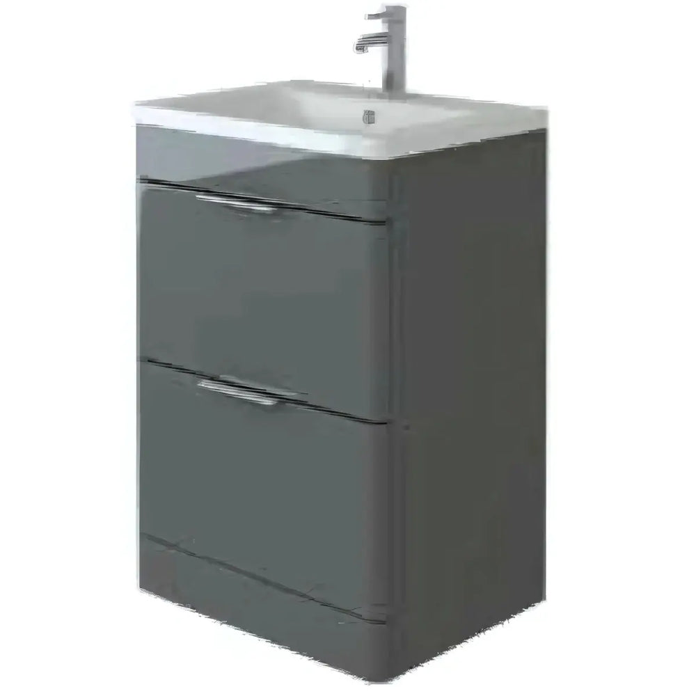 Comet Waterproof 600mm Vanity Unit with Ceramic Basin, Anthracite Gloss 1