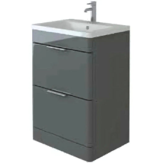 Comet Waterproof 600mm Vanity Unit with Ceramic Basin, Anthracite Gloss 1