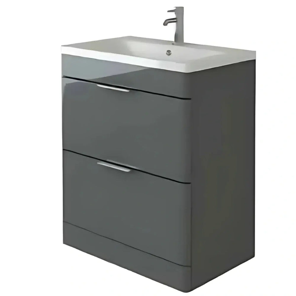Comet Waterproof 750mm Vanity Unit with Ceramic Basin, Anthracite Gloss 2