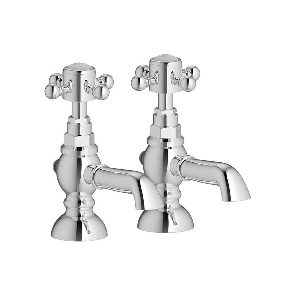 Cross Top Basin Pillar Taps, Chrome image 2