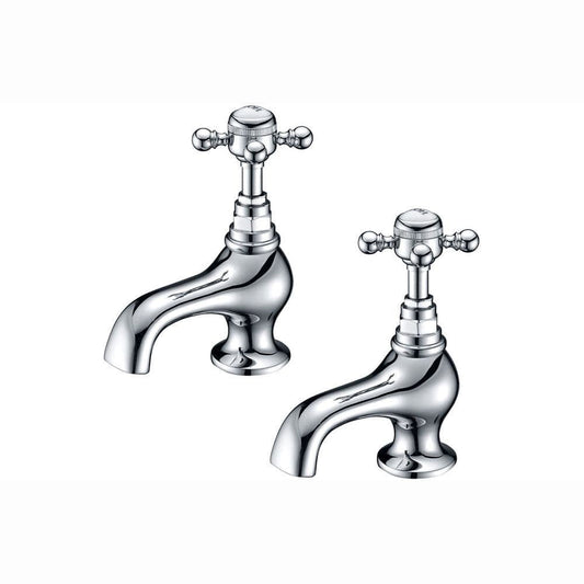 Cross Top Basin Pillar Taps, Chrome image