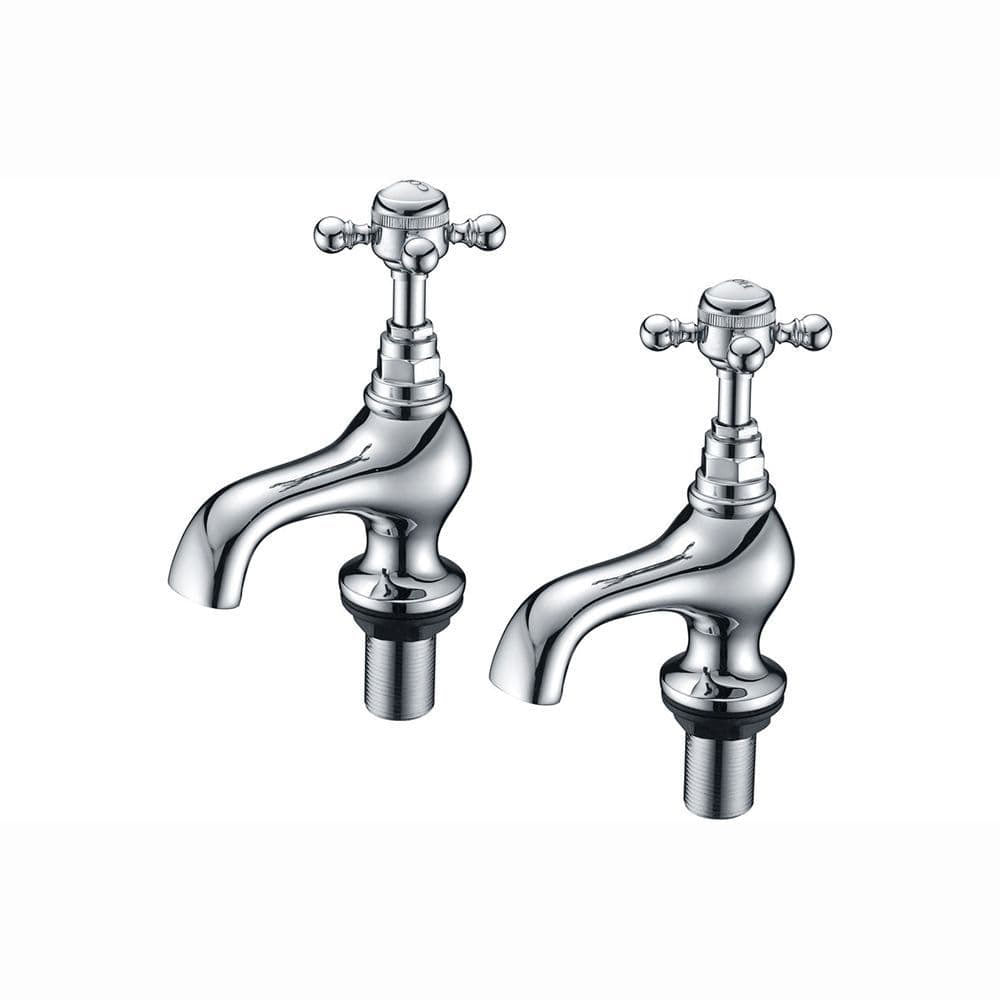 Cross Top Bath Pillar Taps, Chrome image