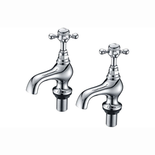 Cross Top Bath Pillar Taps, Chrome image
