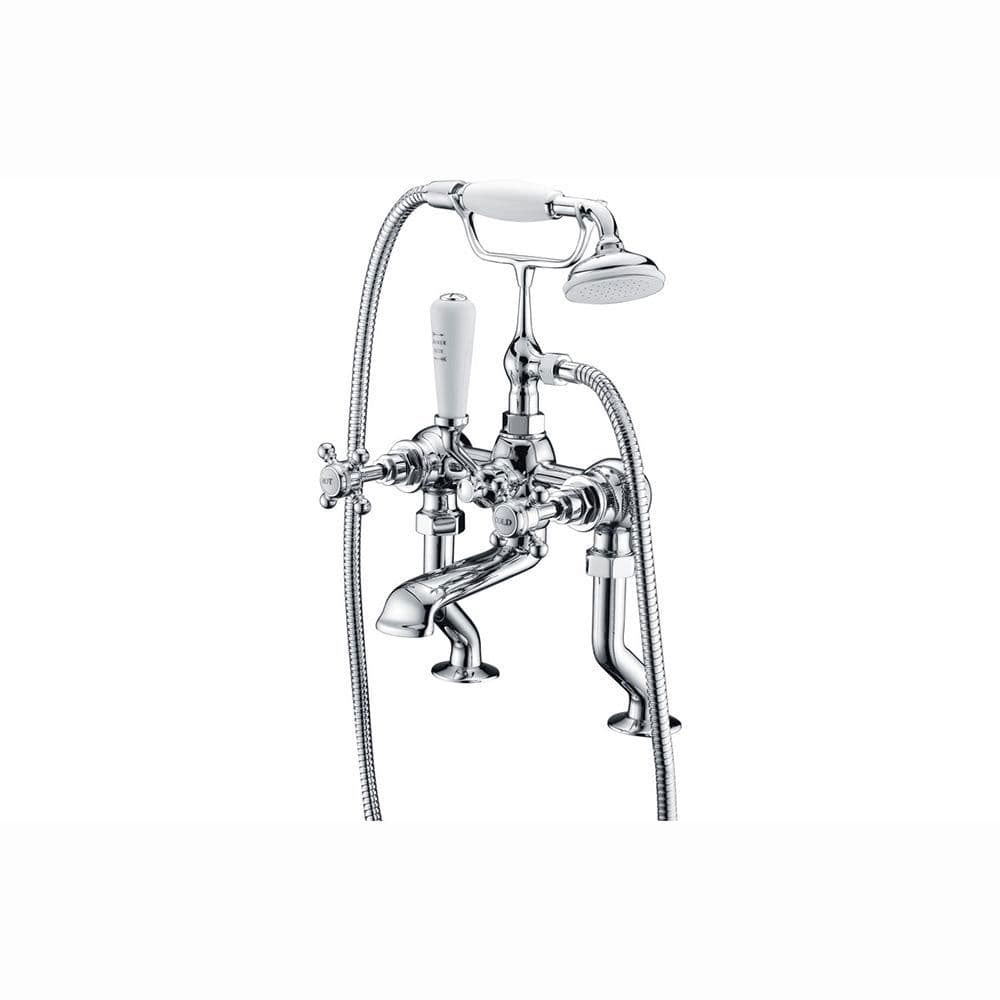 Cross Top Bath/Shower Mixer with Shower Kit, Chrome image