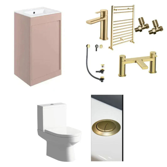 Cruzz Pink & Gold Bathroom Suite with Zenith Reinforced Bath image