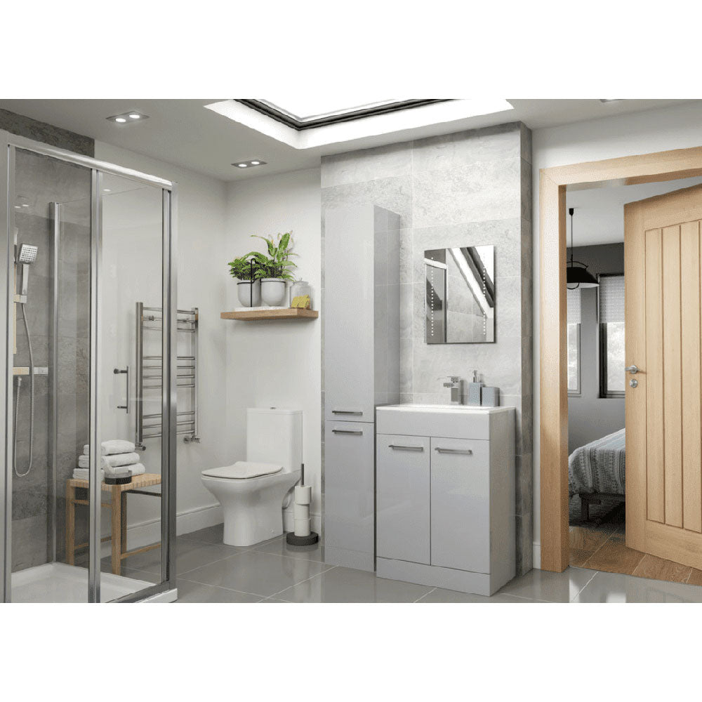 Deltar 350mm Floor Standing 2 Door Tall Unit, Grey Gloss