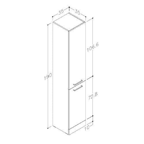 Deltar 350mm Floor Standing 2 Door Tall Unit, White Gloss