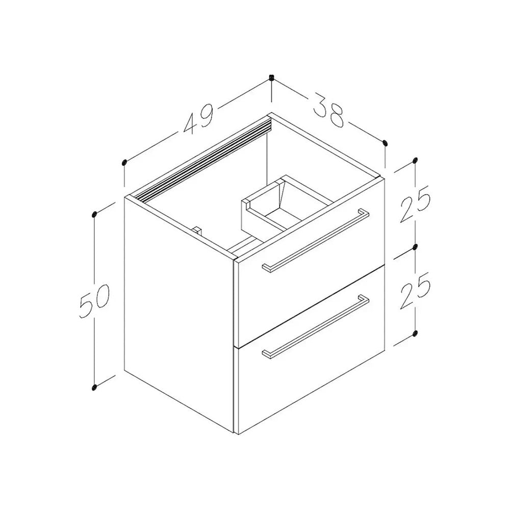 Deltar 510mm Wall Hung 2 Drawer Basin Unit with Basin, White Gloss image 1
