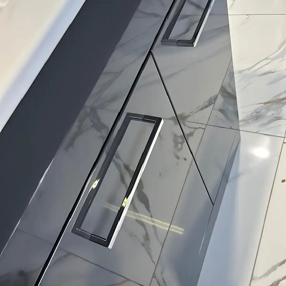 Deltar 610mm Floor Standing 2 Door Basin Unit with Basin, Anthracite Gloss image 2