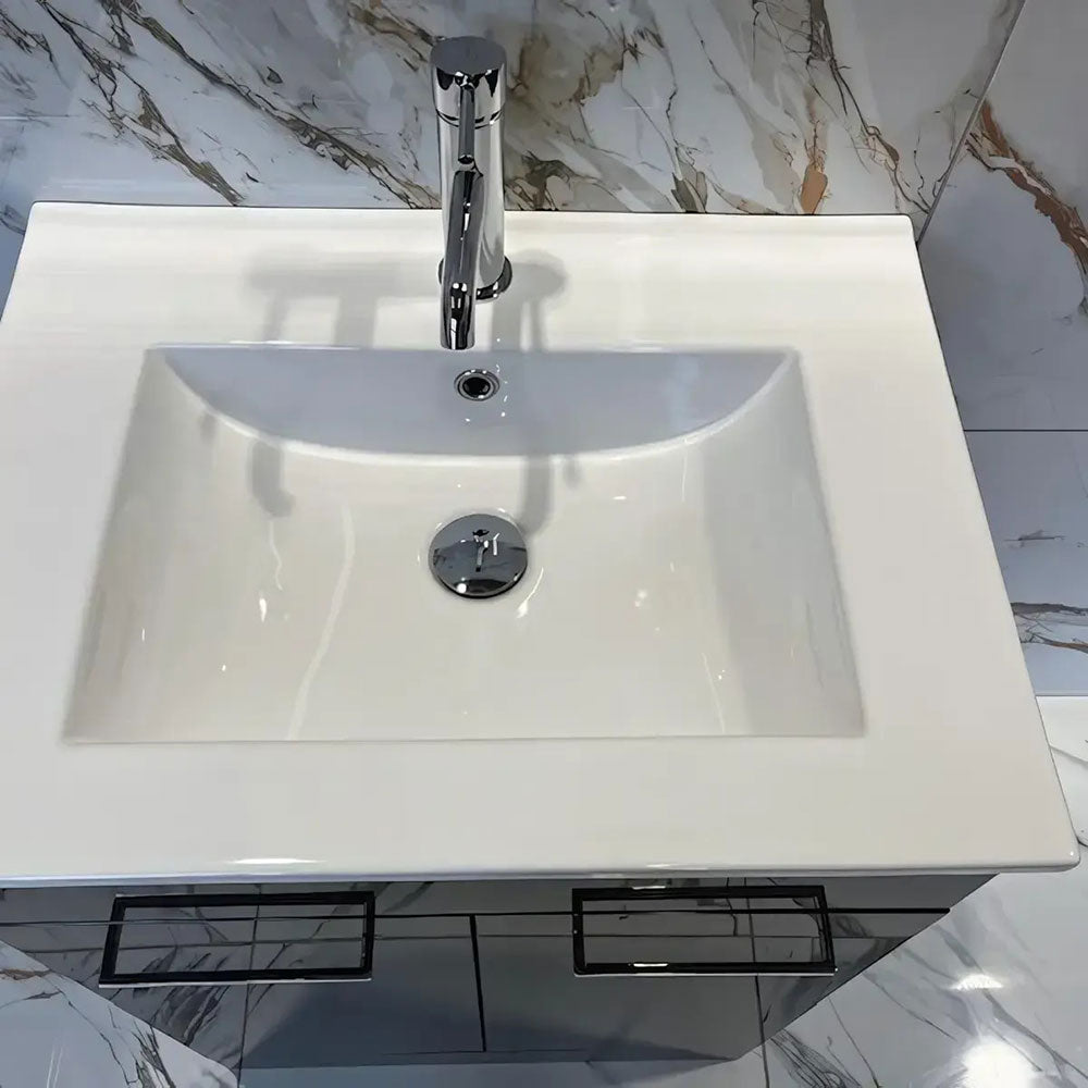Deltar 610mm Floor Standing 2 Door Basin Unit with Basin, Anthracite Gloss image 6