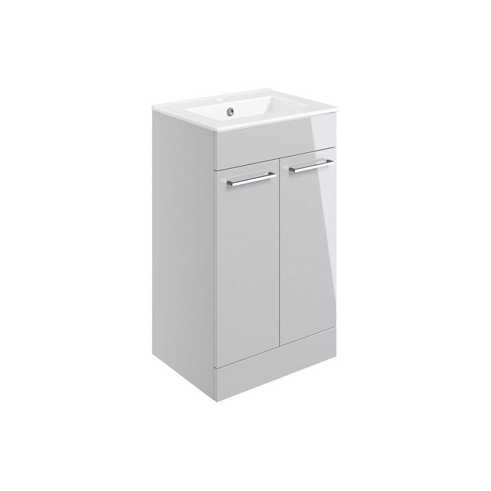 Deltar Light Grey Gloss Furniture Bathroom Suite with Brushed Brass Finishes image 6