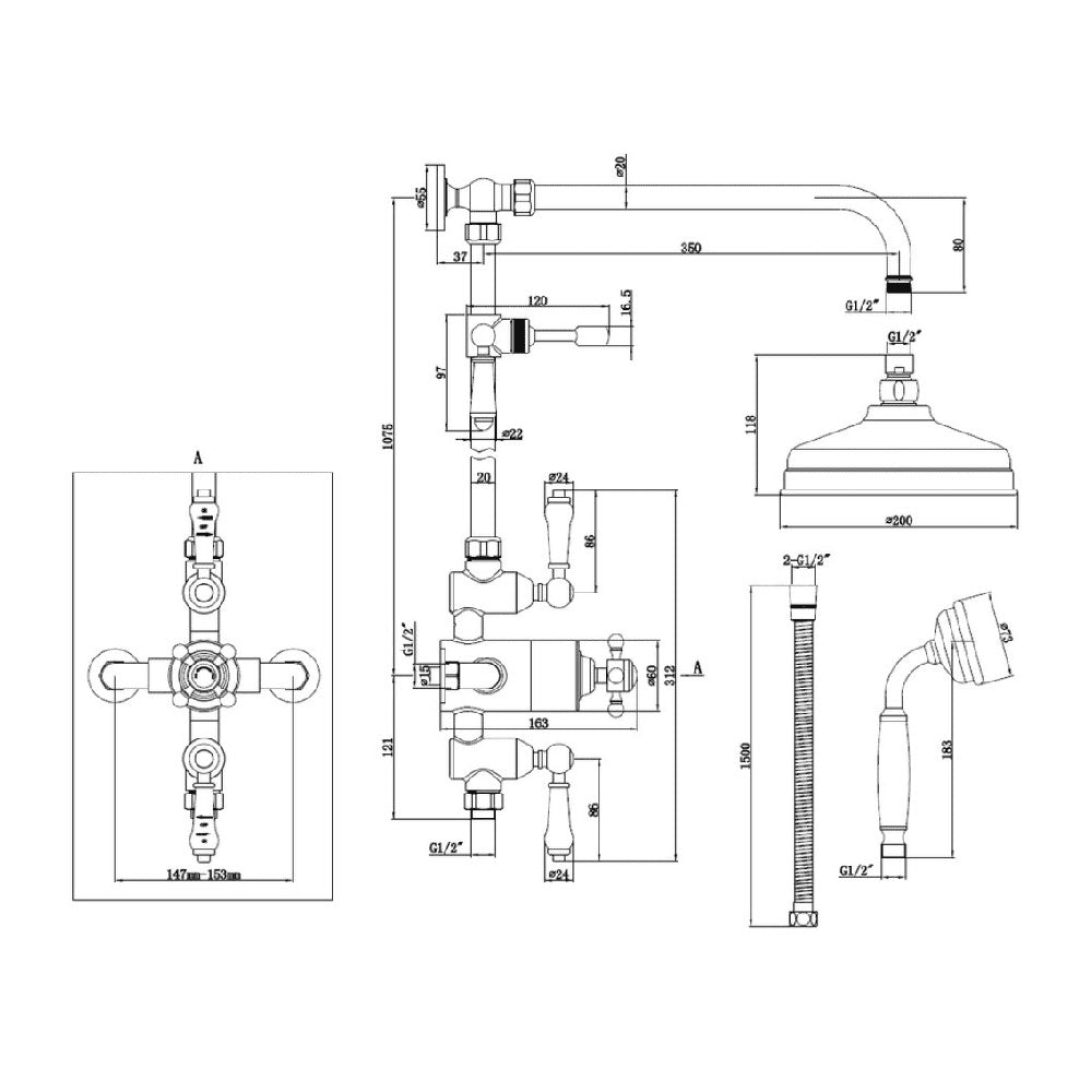 Derwents Thermostatic Shower Kit - Brushed Brass image 1