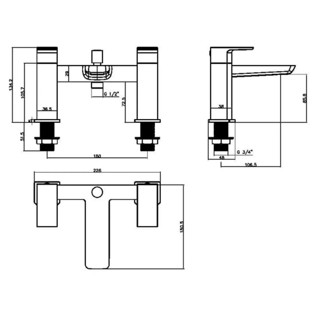 Deva Square Bath, Light Grey Vanity Unit, Bath, Panels, Taps, Close Coupled Toilet and Basin image 16
