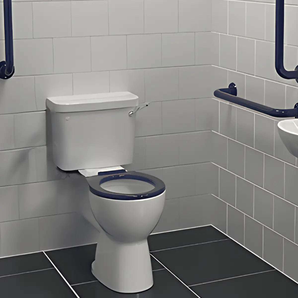 Doc M Pack with Stainless Steel - Blue - Grey or White Grab Rails - Lever Cistern