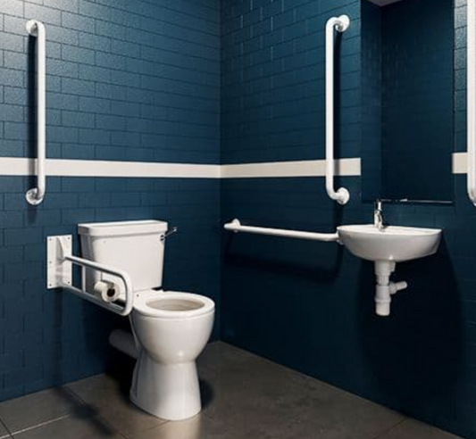 Doc M Pack with Stainless Steel - Blue - Grey or White Grab Rails - Lever Cistern