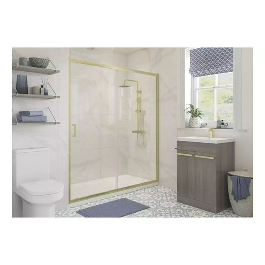 Elite Brushed Brass 1200mm Sliding Shower Door Shower Enclosure image