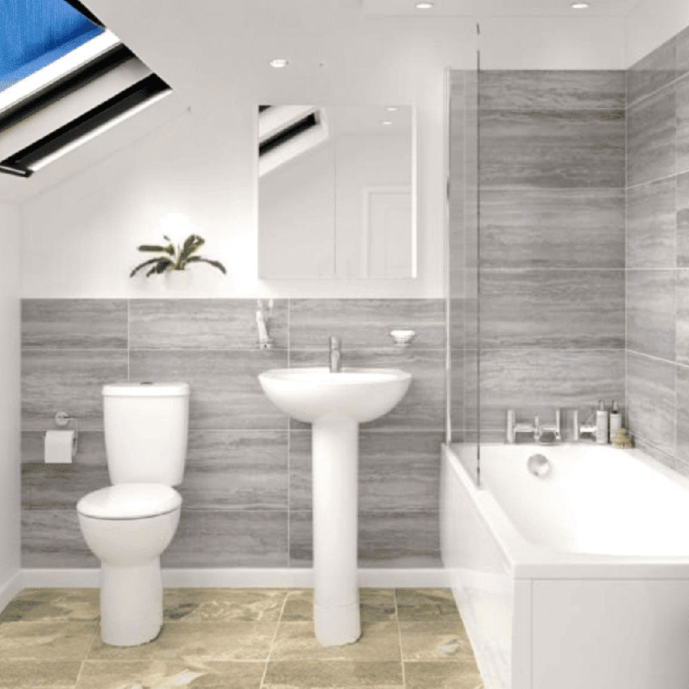 Essential Bathroom Suite with Bath, Toilet, Basin Set, Taps and Wastes image 6