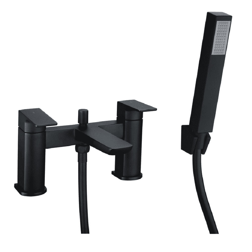 Genoa Bath Shower Mixer Tap, Black, Modern Lever Style image