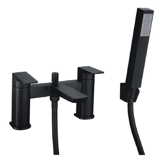Genoa Bath Shower Mixer Tap, Black, Modern Lever Style image