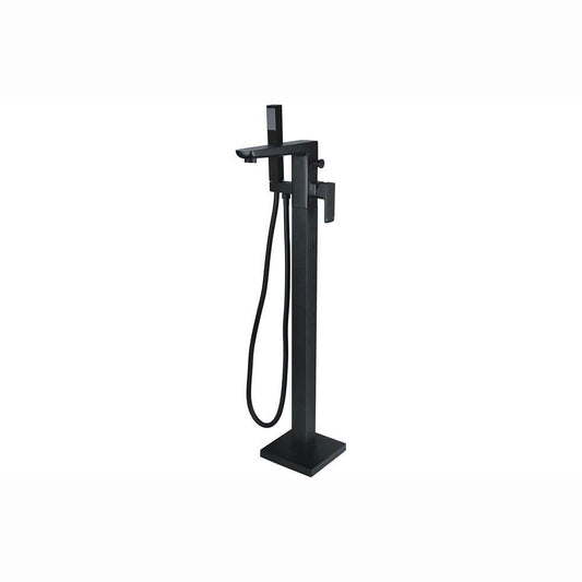Genoa Floor Standing Bath/Shower Mixer Tap, Black, Modern Lever Style image