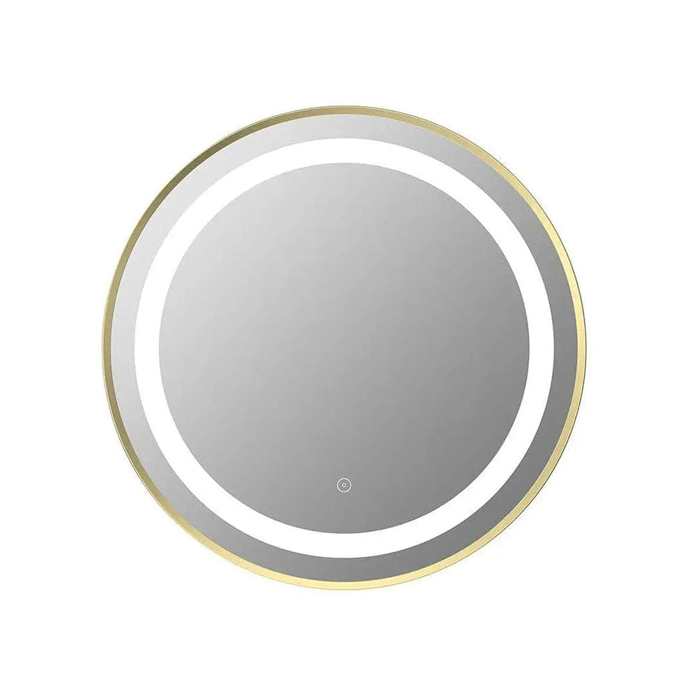Halo Round Mirror, 600mm, Brushed Brass, Front Lit, LED image