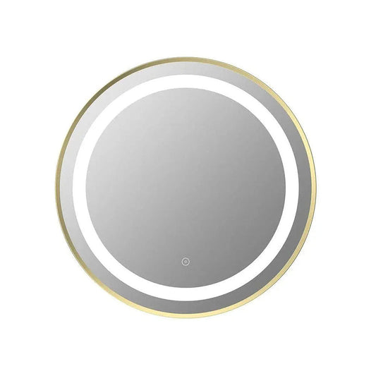 Halo Round Mirror, 600mm, Brushed Brass, Front Lit, LED image