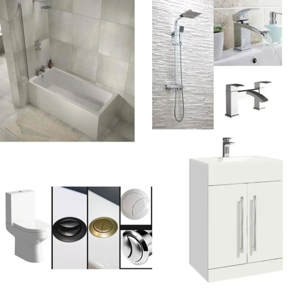 IBath Shower Bath with Serpens Toilet, Vanity Unit, Shower & Taps Suite image