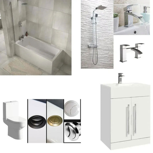 IBath Shower Bath with Serpens Toilet, Vanity Unit, Shower & Taps Suite image
