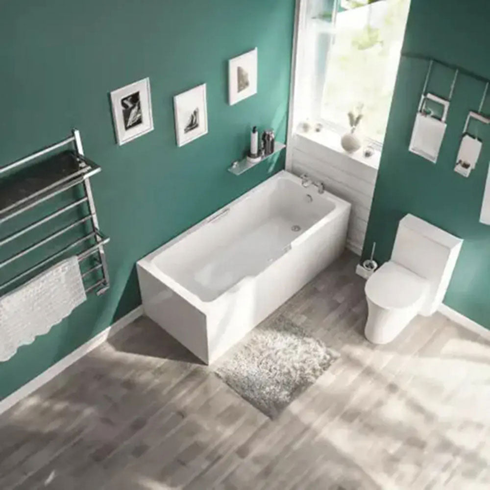 Icare Assist Bathroom Suite with Low Height Bath, Raised Height Toilet and 2 Tap Hole Vanity Unit image 1