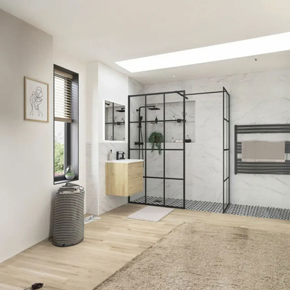 Icon Plus 1200mm Black Framed Wetroom Panel image 1