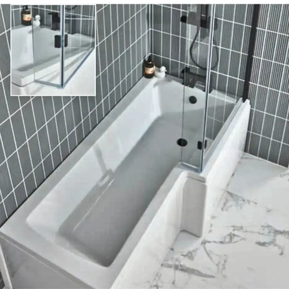 L Shape Shower Bath Suite with Toilet, 2 Door Basin Unit, Taps and Shower image 3
